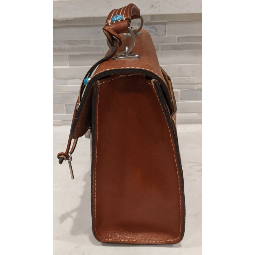 PATRICIA NASH Simona  Brown Smooth Leather Studded Crossbody Handbag WORN TWICE - Picture 15 of 16